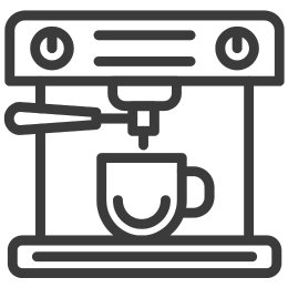 Simple minimalist espresso machine icon for the Coffee Bar Essentials category